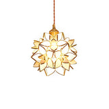Capiz Shell Flower Sphere Pendant Light Brass Hanging Lamp for Dining Room