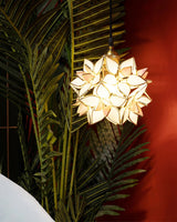 Capiz Shell Flower Sphere Pendant Light Brass Hanging Lamp for Dining Room