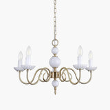 Carlita Contemporary Brass Chandelier with White Glass Shades for Dining Room