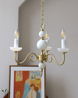 Carlita Contemporary Brass Chandelier with White Glass Shades for Dining Room