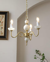 Carlita Contemporary Brass Chandelier with White Glass Shades for Dining Room