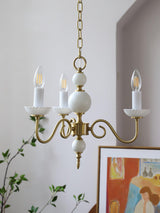 Carlita Contemporary Brass Chandelier with White Glass Shades for Dining Room