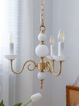 Carlita Contemporary Brass Chandelier with White Glass Shades for Dining Room
