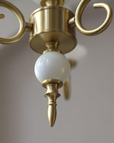Carlita Contemporary Brass Chandelier with White Glass Shades for Dining Room