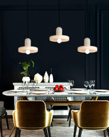 Carrara Alabaster Stone Pendant Lamp Modern White Marble Finish Indoor Hanging Light