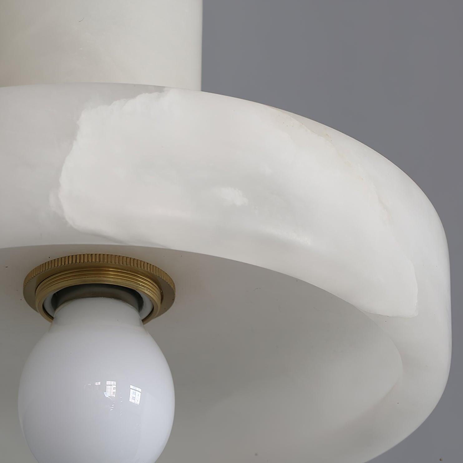 Carrara Alabaster Stone Pendant Lamp Modern White Marble Finish Indoor Hanging Light