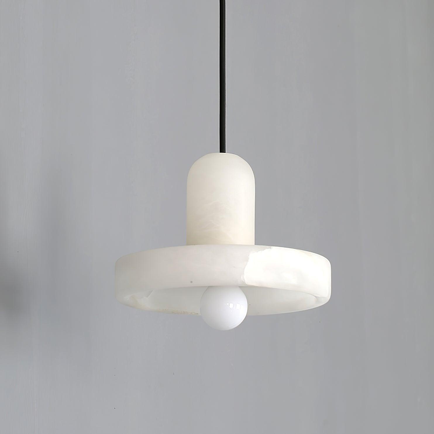 Carrara Alabaster Stone Pendant Lamp Modern White Marble Finish Indoor Hanging Light