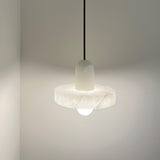 Carrara Alabaster Stone Pendant Lamp Modern White Marble Finish Indoor Hanging Light