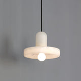 Carrara Alabaster Stone Pendant Lamp Modern White Marble Finish Indoor Hanging Light