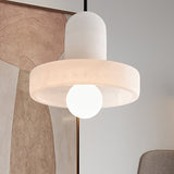 Carrara Alabaster Stone Pendant Lamp Modern White Marble Finish Indoor Hanging Light