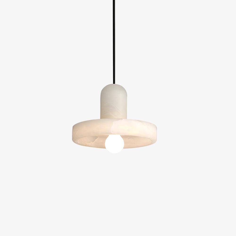Carrara Alabaster Stone Pendant Lamp Modern White Marble Finish Indoor Hanging Light