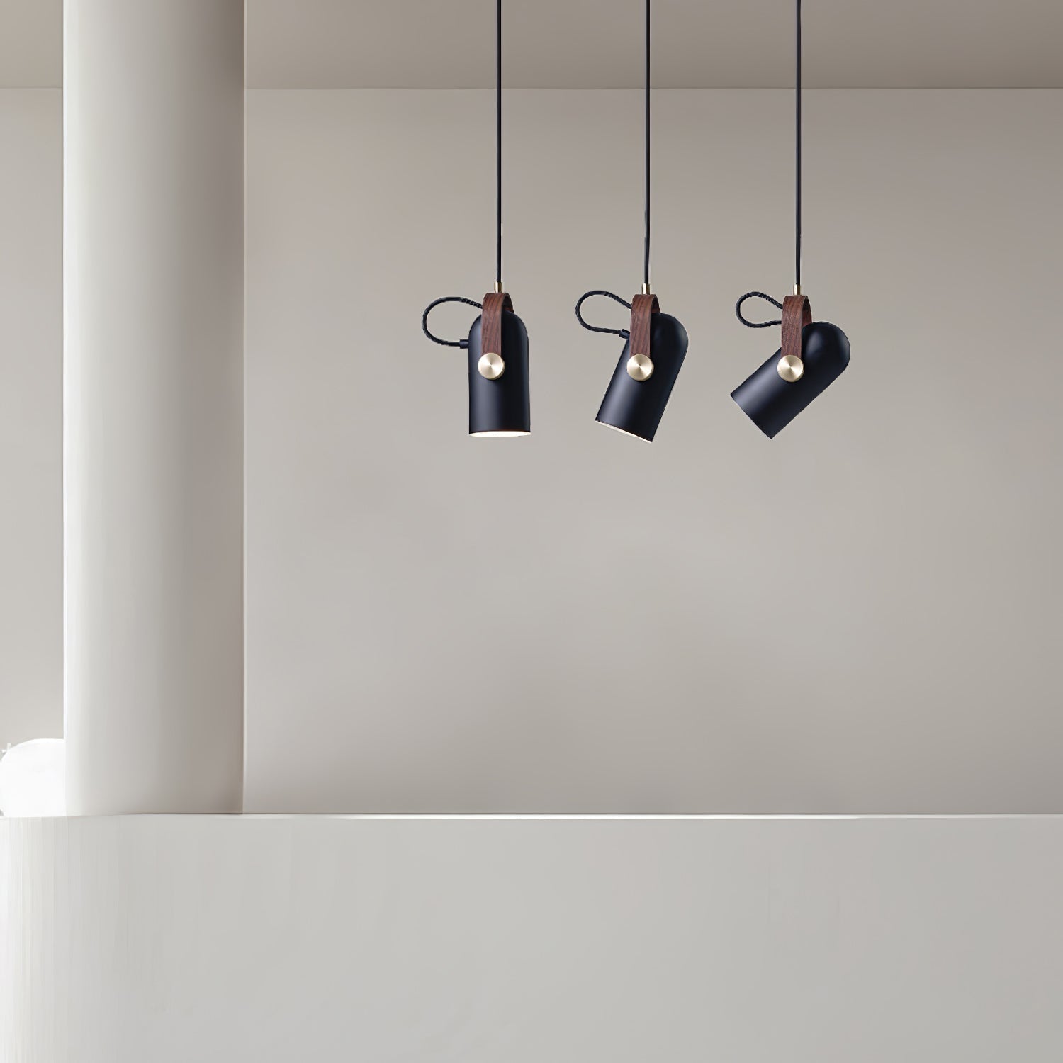 Carronade Adjustable Spot Pendant Light with Metal and Wood Style Industrial Design
