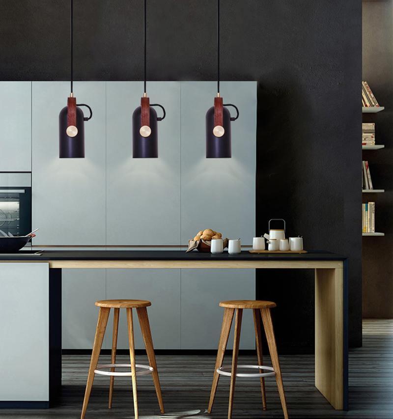 Carronade Adjustable Spot Pendant Light with Metal and Wood Style Industrial Design