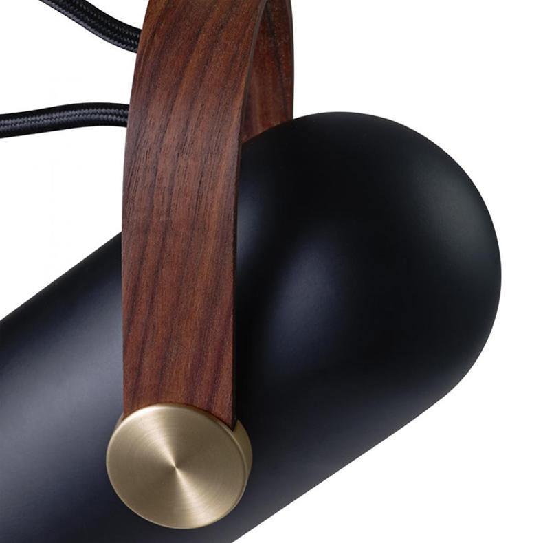 Carronade Adjustable Spot Pendant Light with Metal and Wood Style Industrial Design
