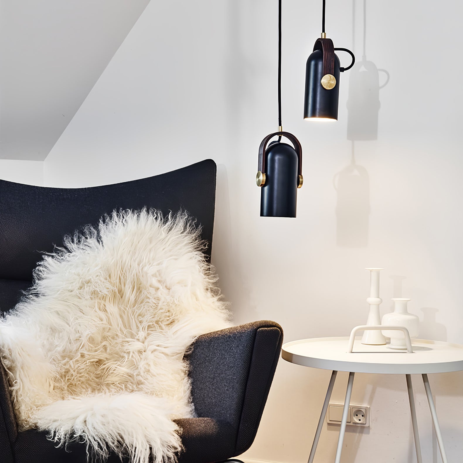 Carronade Adjustable Spot Pendant Light with Metal and Wood Style Industrial Design
