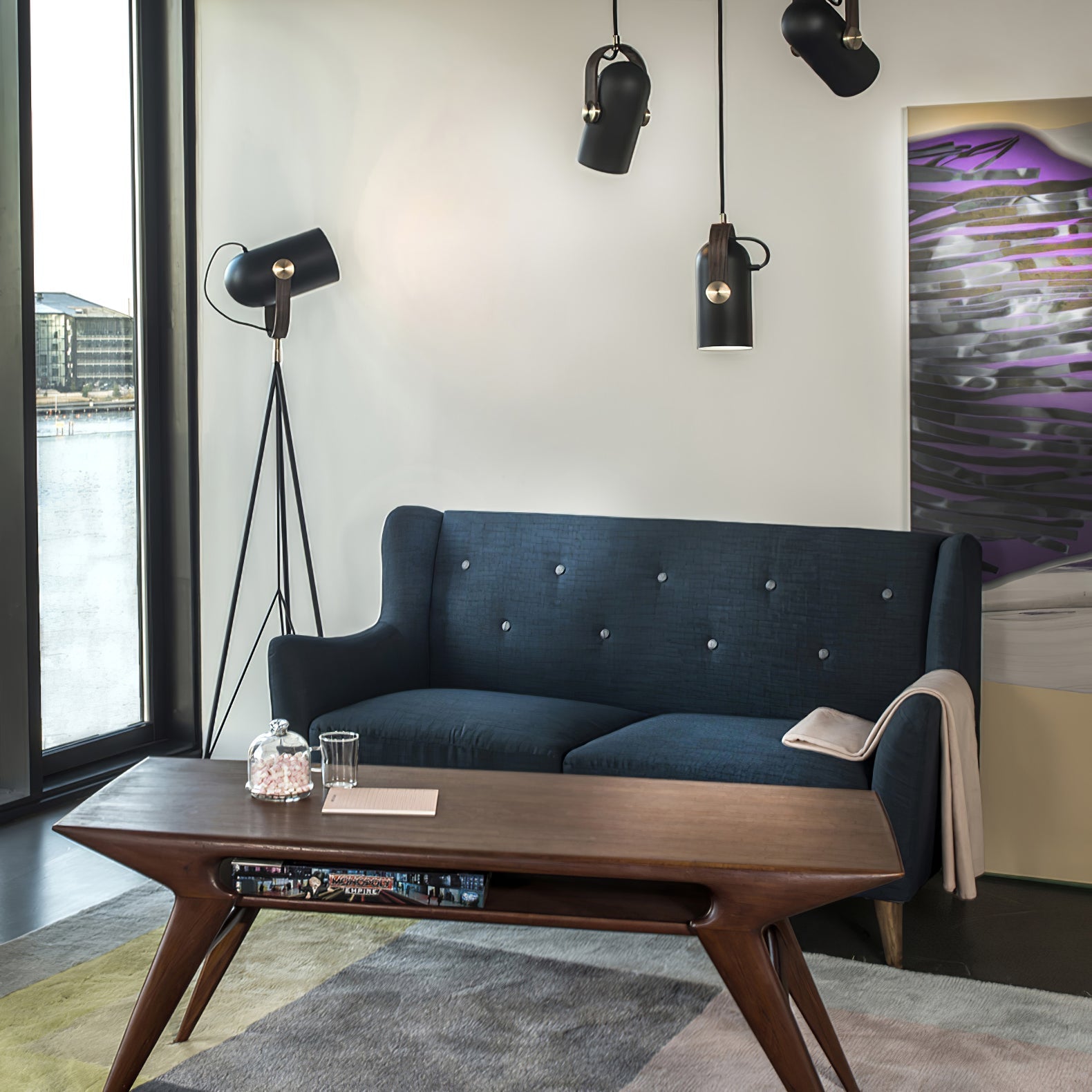 Carronade Adjustable Spot Pendant Light with Metal and Wood Style Industrial Design