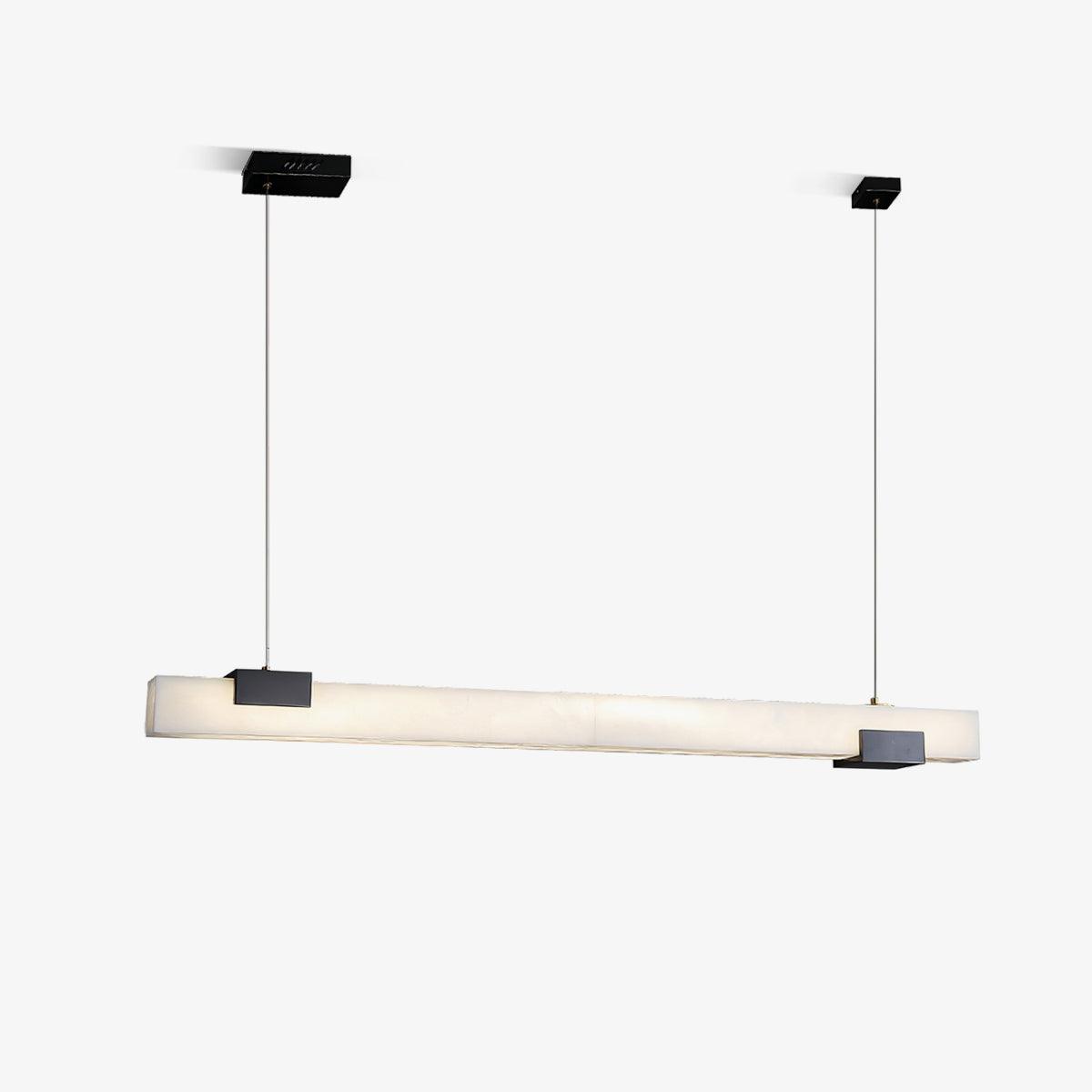 Cary Alabaster Linear LED Pendant Light Brass Modern Long Bar Chandelier for Dining Room