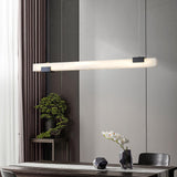 Cary Alabaster Linear LED Pendant Light Brass Modern Long Bar Chandelier for Dining Room