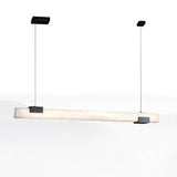 Cary Alabaster Linear LED Pendant Light Brass Modern Long Bar Chandelier for Dining Room
