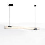 Cary Alabaster Linear LED Pendant Light Brass Modern Long Bar Chandelier for Dining Room