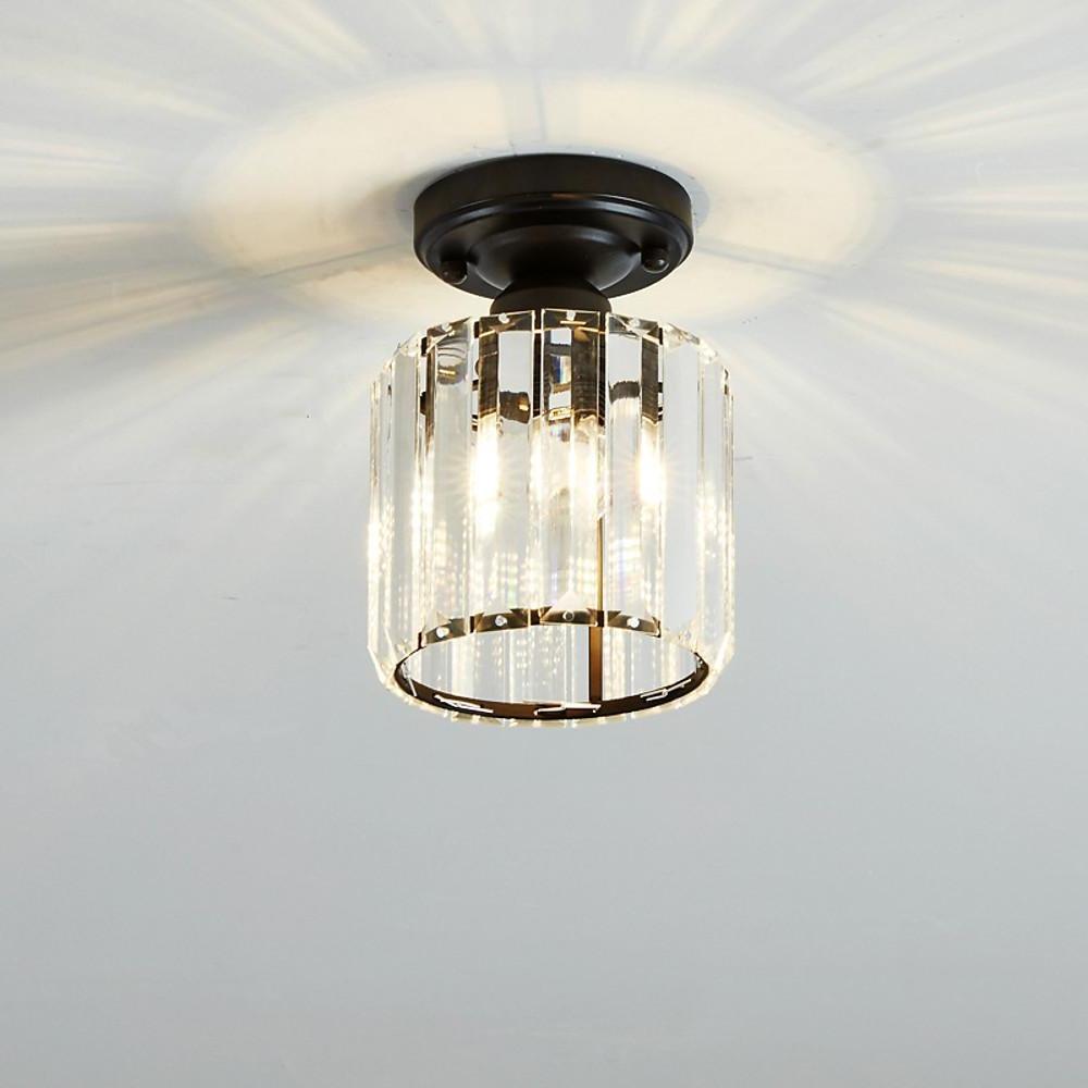 Modern Crystal LED Flush Mount Ceiling Light Industrial Metal Lamp for Hallway
