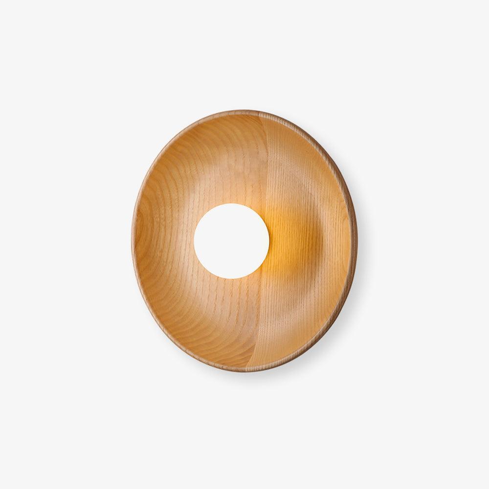 Centric Minimalist Wood Wall Lamp Set of Two Indoor Glass Sconce and Flush Mount Ceiling Light Fixture