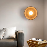 Centric Minimalist Wood Wall Lamp Set of Two Indoor Glass Sconce and Flush Mount Ceiling Light Fixture