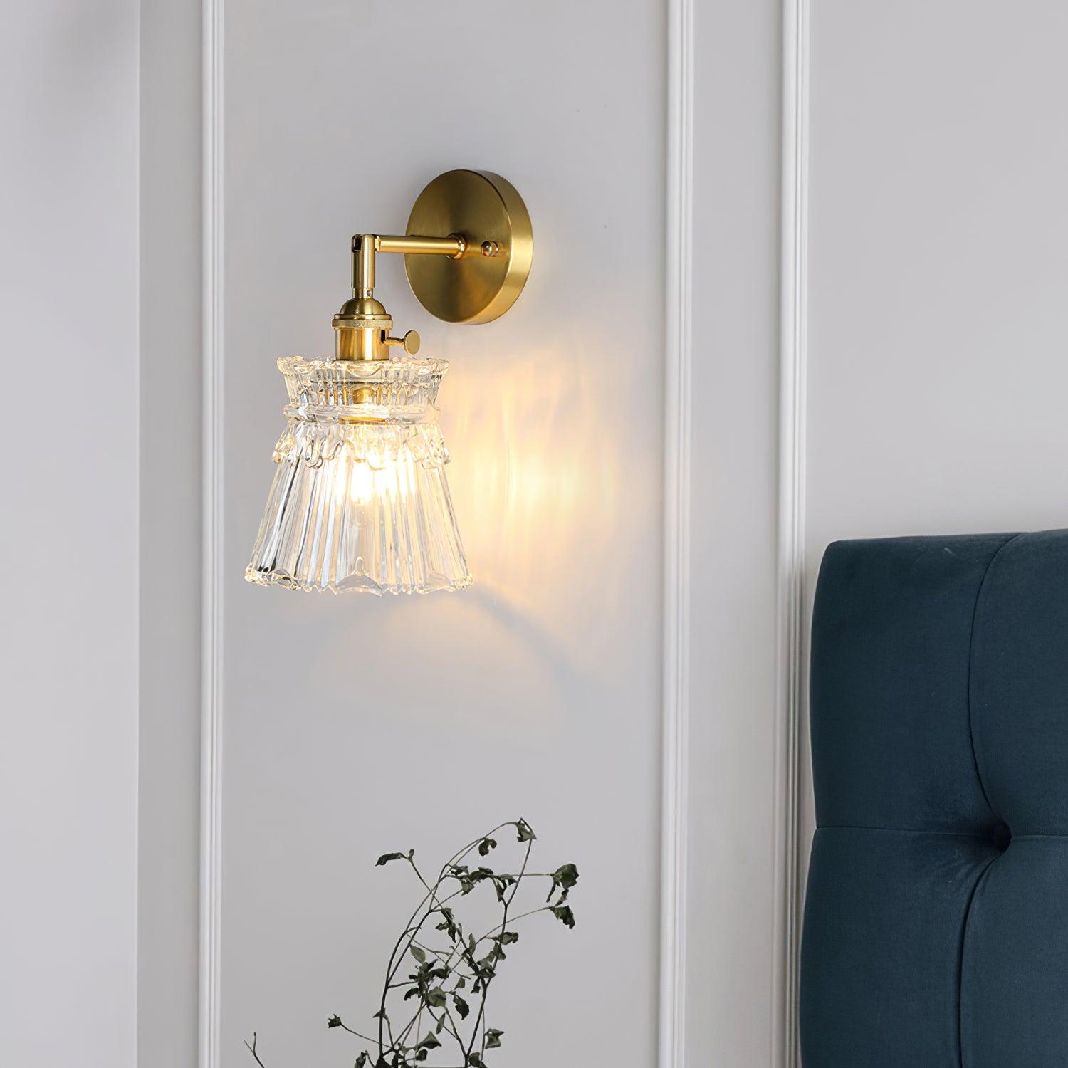 Chaika Glass and Brass Bracket Wall Sconce for Elegant Home Interiors