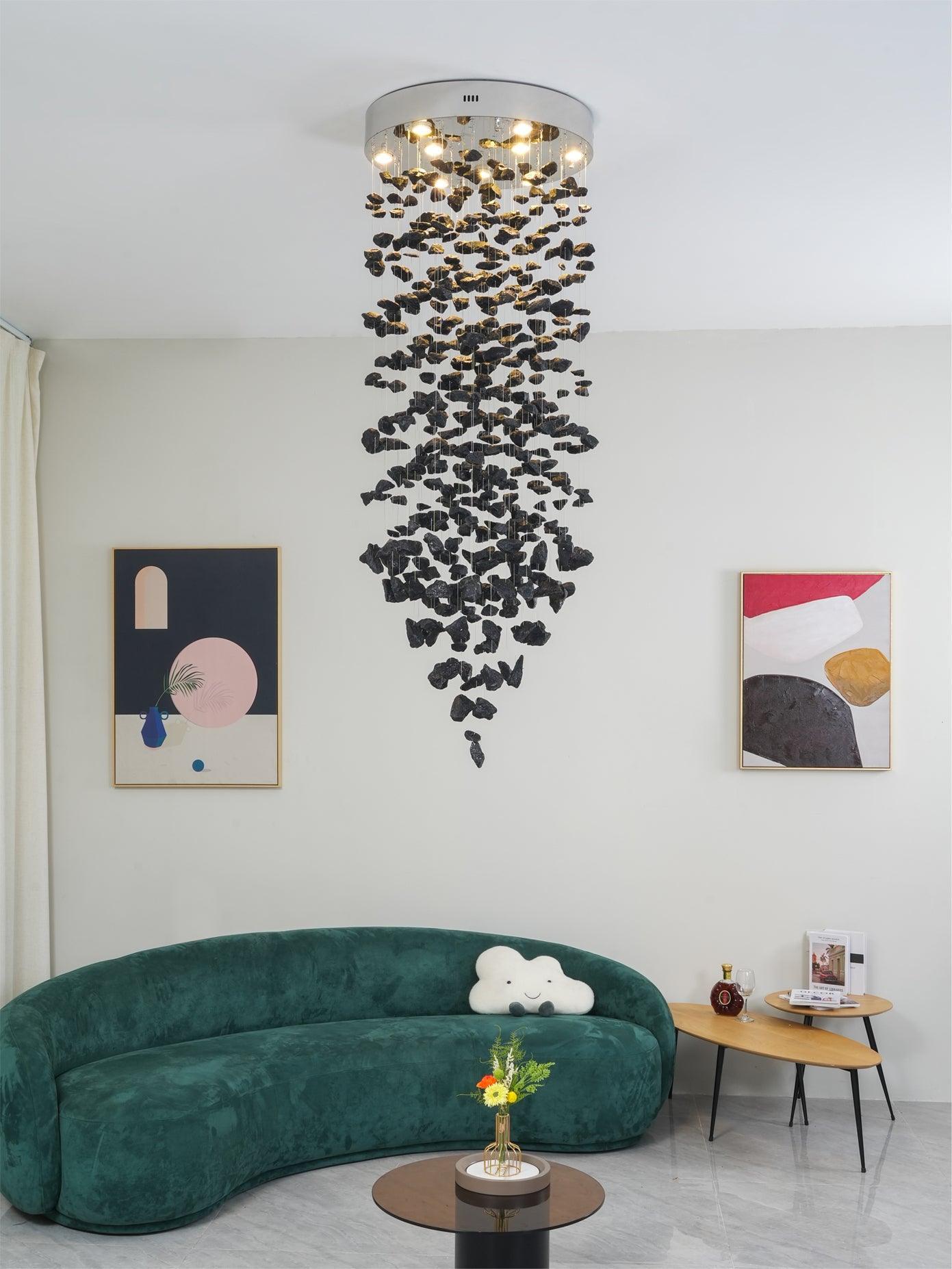 Charcoal Crown LED Pendant Light Large Alphabet S to Z Artistic Hanging Sculpture Chandelier