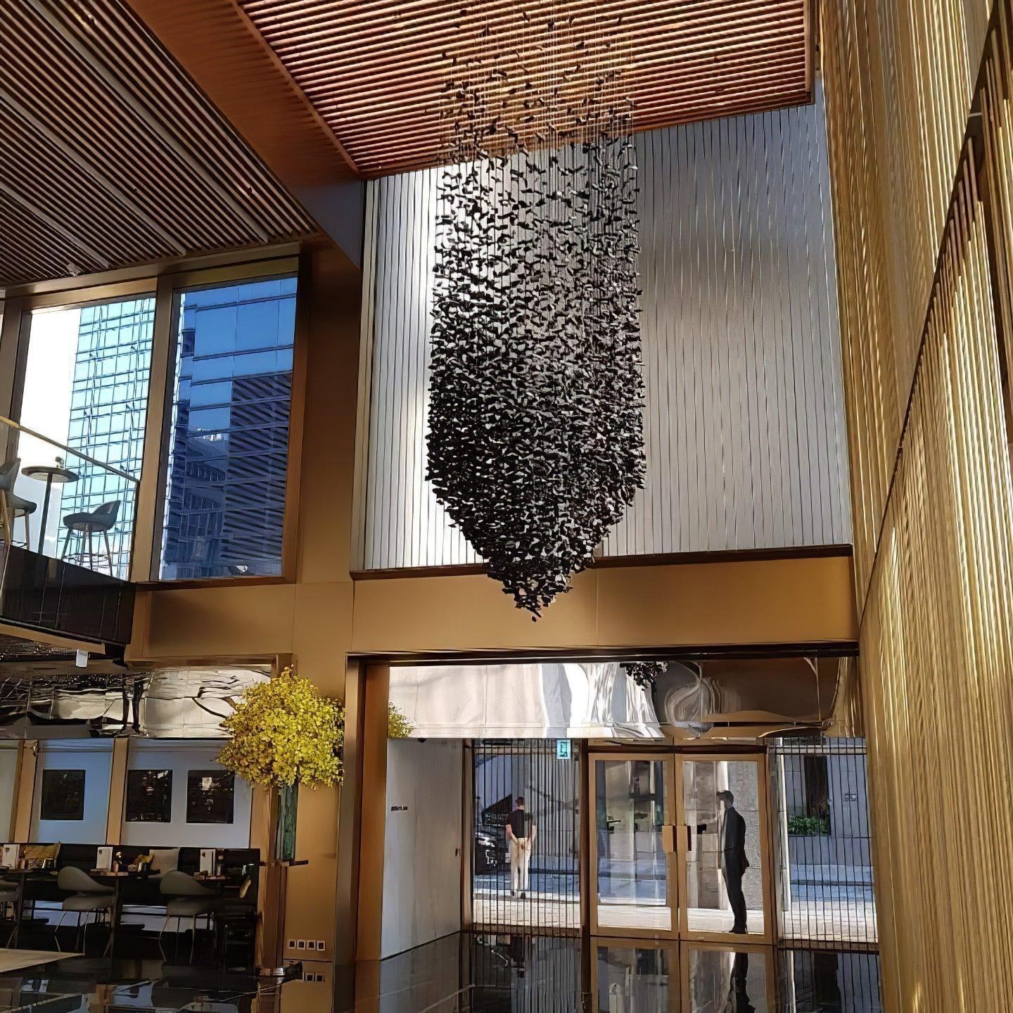 Charcoal Crown LED Pendant Light Large Alphabet S to Z Artistic Hanging Sculpture Chandelier