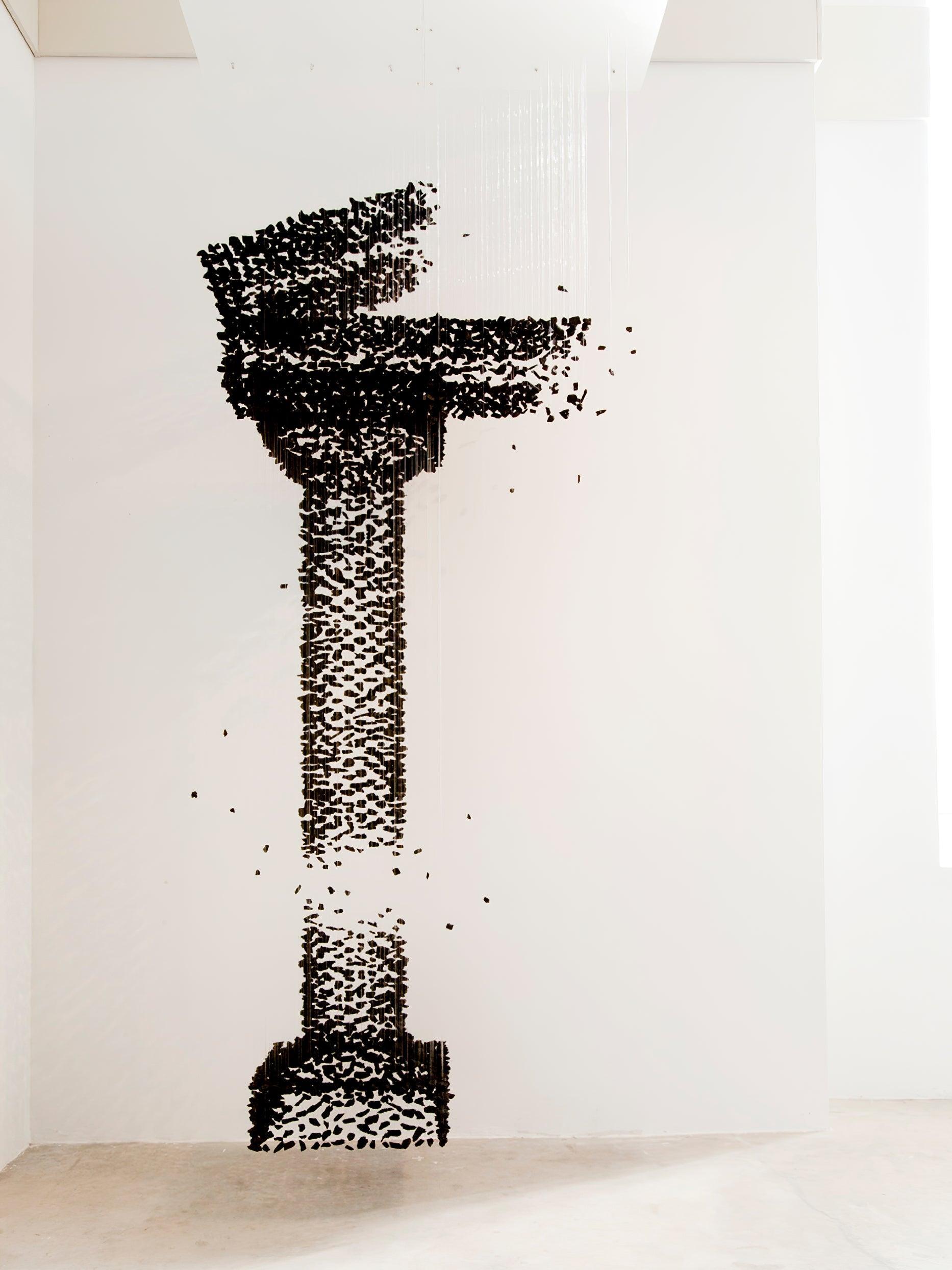 Charcoal Crown LED Pendant Light Large Alphabet S to Z Artistic Hanging Sculpture Chandelier