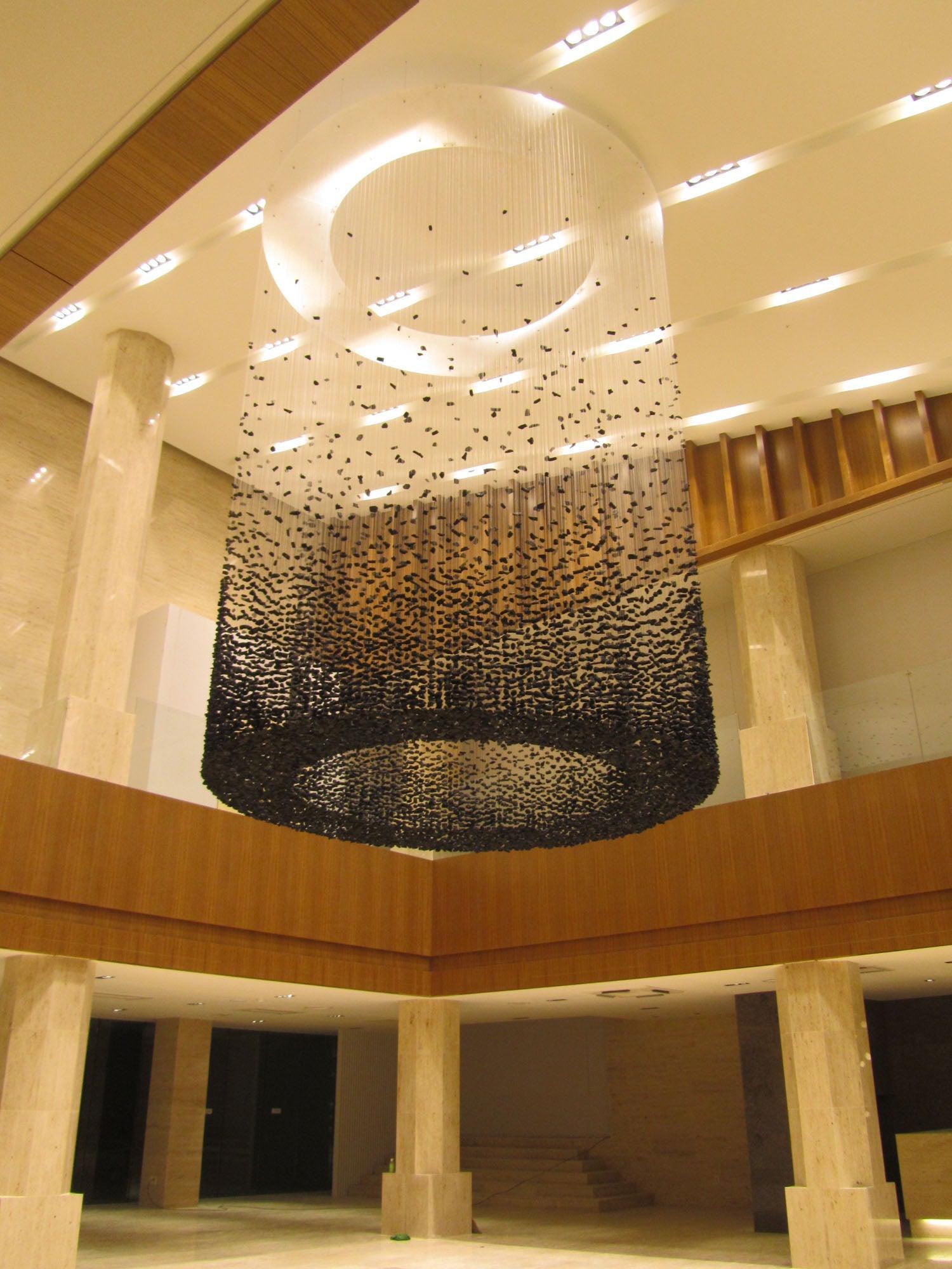 Charcoal Crown LED Pendant Light Large Alphabet S to Z Artistic Hanging Sculpture Chandelier