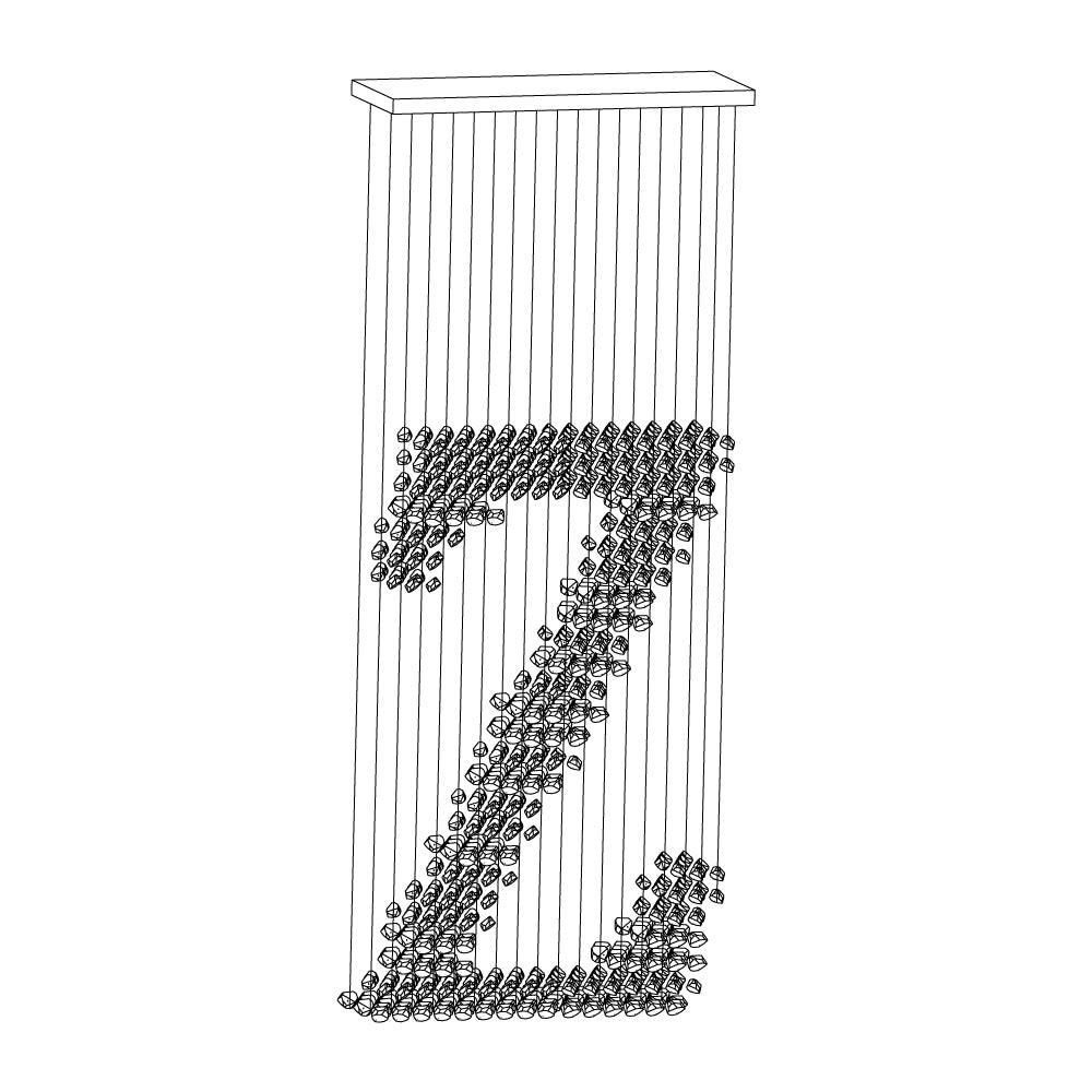 Charcoal Crown LED Pendant Light Large Alphabet S to Z Artistic Hanging Sculpture Chandelier