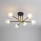 Modern 6 Light Glass Globe Sputnik Flush Mount LED Ceiling Light for Bedroom and Living Room