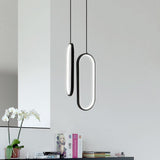 Chic Rounded Rectangle LED Pendant Lamp Adjustable Modern Hanging Ceiling Light for Dining Room
