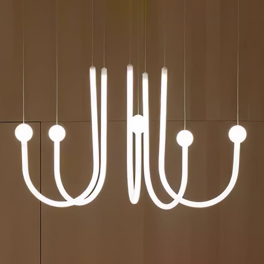 Chord Point Modern Minimalist Geometric LED Pendant Light Large White Hanging Ceiling Fixture