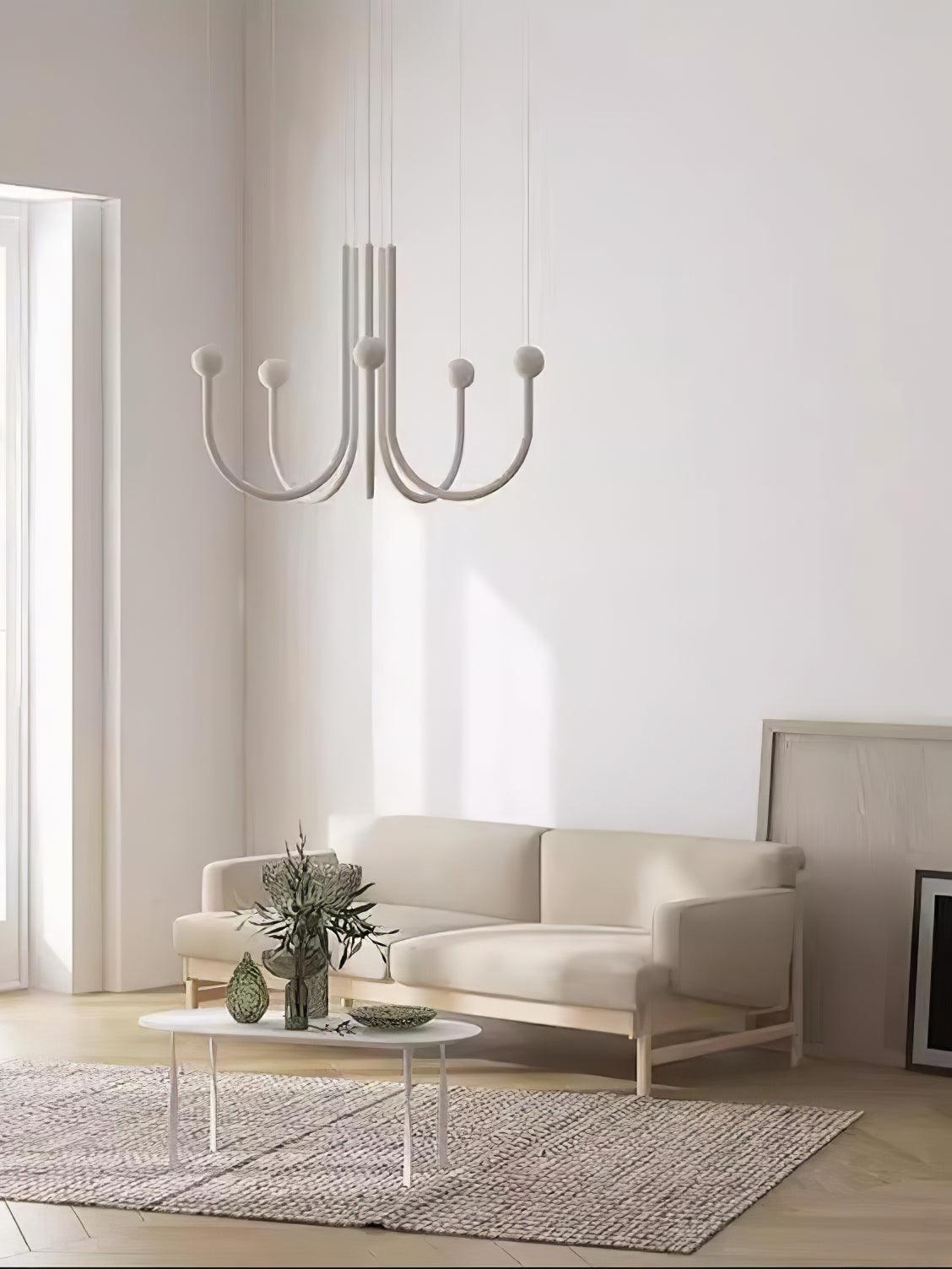 Chord Point Modern Minimalist Geometric LED Pendant Light Large White Hanging Ceiling Fixture