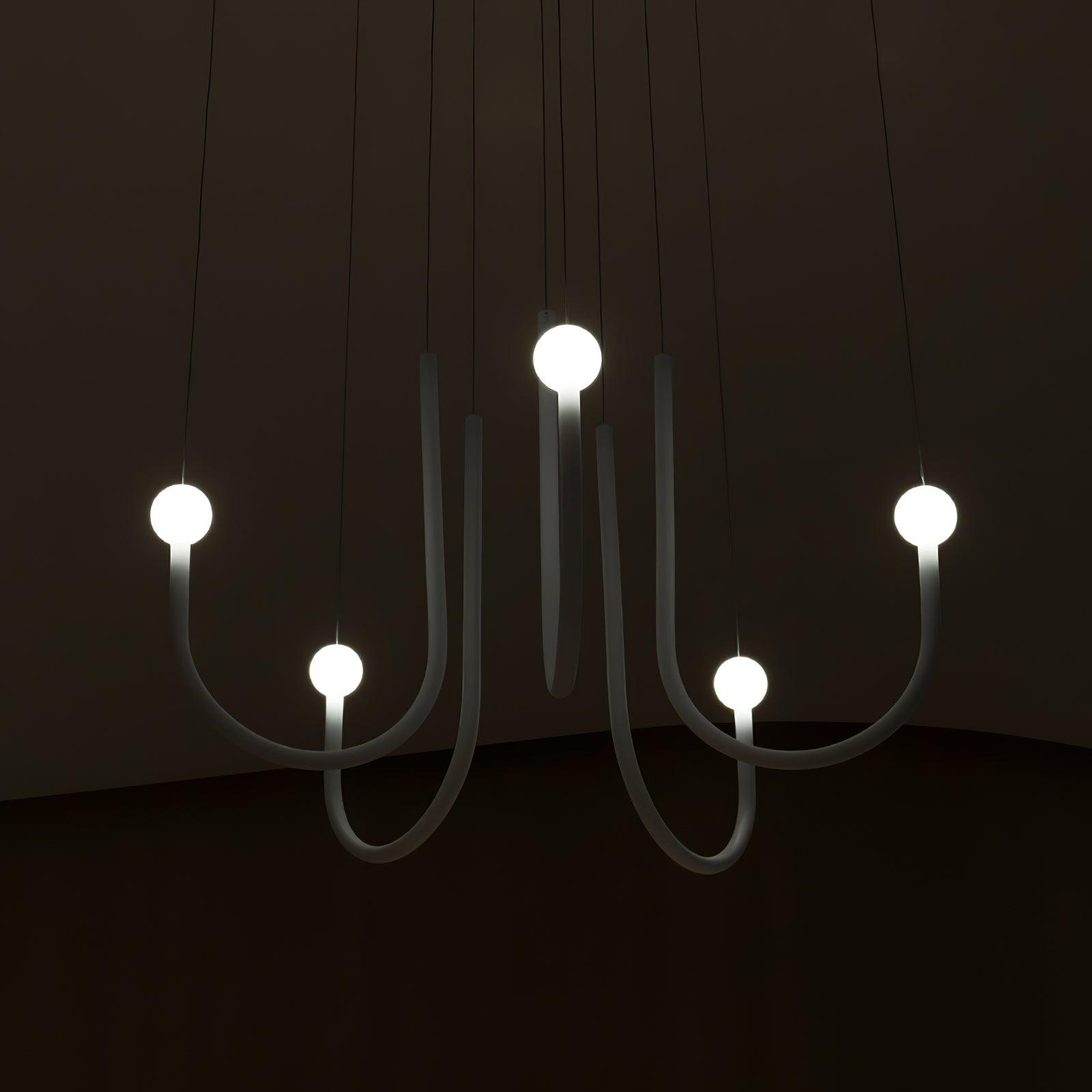 Chord Point Modern Minimalist Geometric LED Pendant Light Large White Hanging Ceiling Fixture