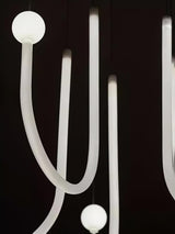 Chord Point Modern Minimalist Geometric LED Pendant Light Large White Hanging Ceiling Fixture