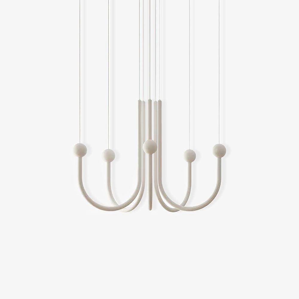 Chord Point Modern Minimalist Geometric LED Pendant Light Large White Hanging Ceiling Fixture