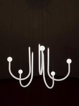 Chord Point Modern Minimalist Geometric LED Pendant Light Large White Hanging Ceiling Fixture