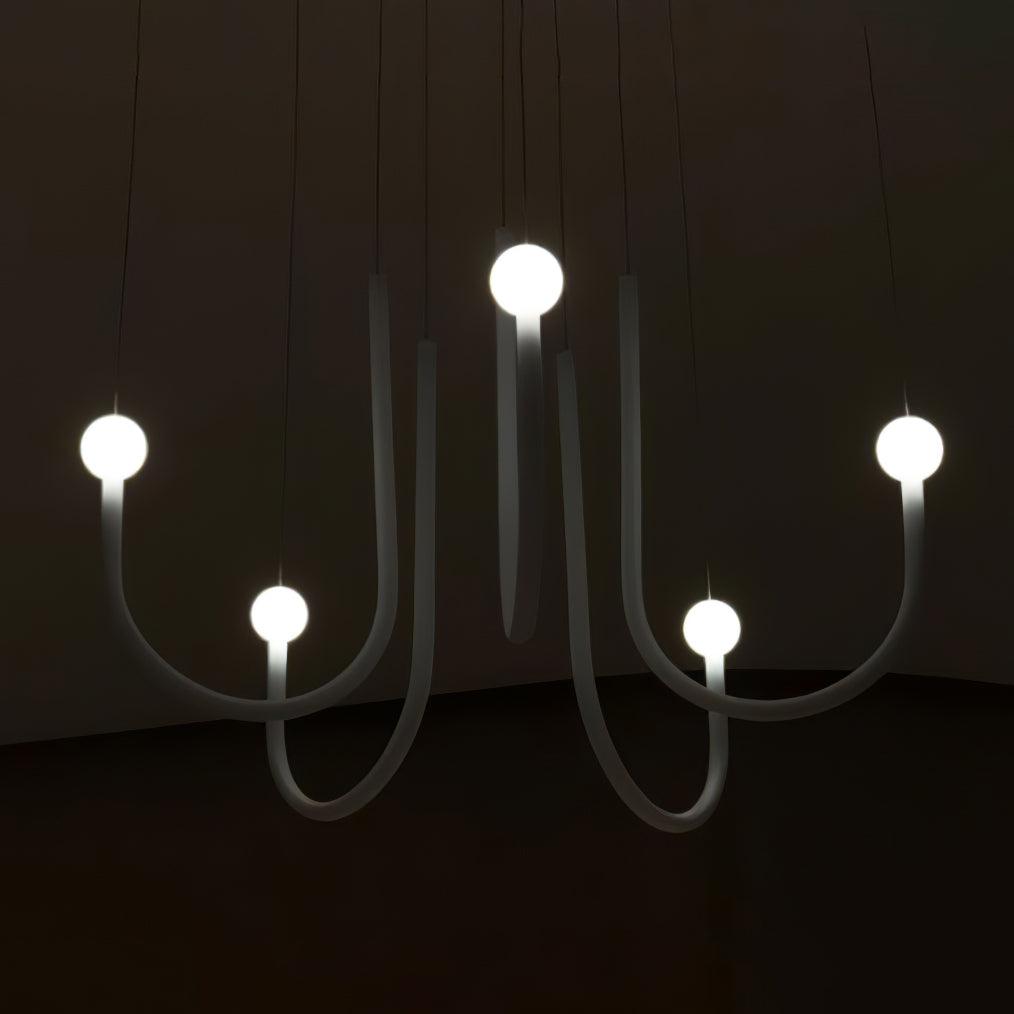 Chord Point Modern Minimalist Geometric LED Pendant Light Large White Hanging Ceiling Fixture