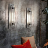 Chrome Industrial Flute Iron Wall Sconce Vintage Glass Tube Single Light Fixture