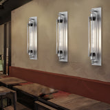 Chrome Industrial Flute Iron Wall Sconce Vintage Glass Tube Single Light Fixture