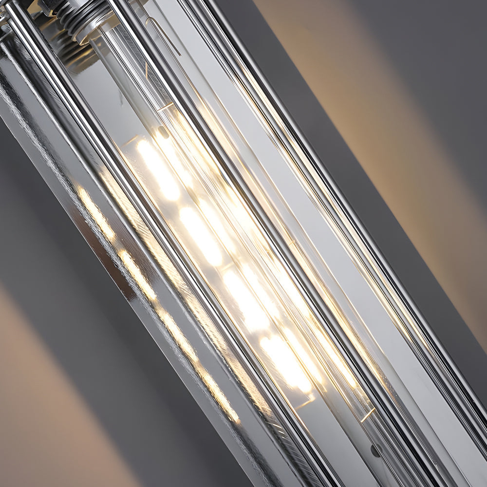 Chrome Industrial Flute Iron Wall Sconce Vintage Glass Tube Single Light Fixture