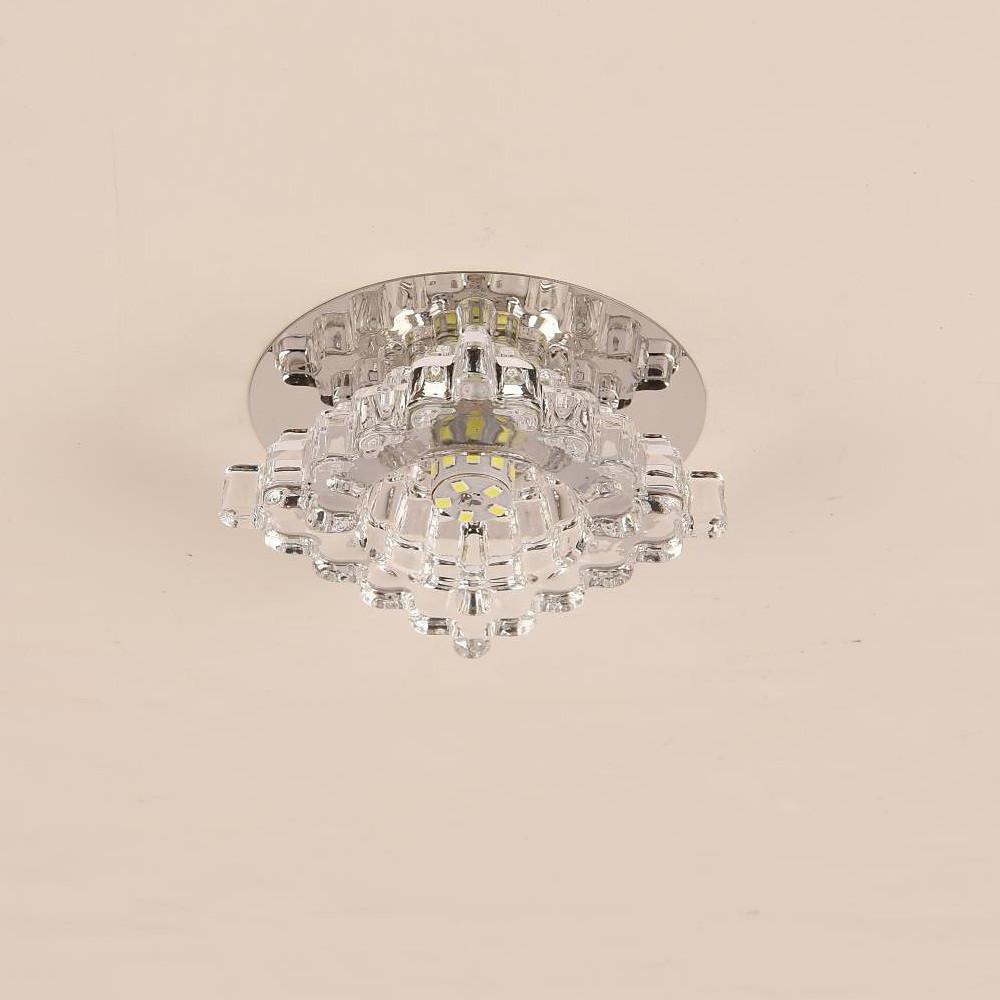 Modern Geometric LED Crystal Flush Mount Ceiling Light Fixture for Kitchen and Hallway