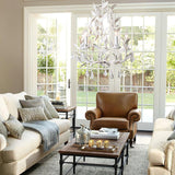 Circeo Organic Foliage Crystal Pendant Light Elegant Metal and Glass Chandelier for Living Room