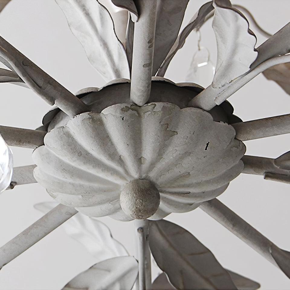 Circeo Organic Foliage Crystal Pendant Light Elegant Metal and Glass Chandelier for Living Room