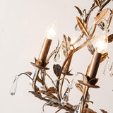 Circeo Organic Foliage Crystal Pendant Light Elegant Metal and Glass Chandelier for Living Room