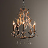Circeo Organic Foliage Crystal Pendant Light Elegant Metal and Glass Chandelier for Living Room